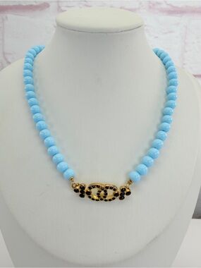 Chanel Choker Coco Mark/Flower C23A Choker Tiffany Blue